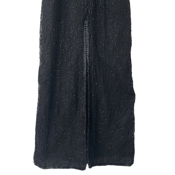 Laurence Kazar VTG Black Beaded Silk Evening Gown Dress Formal High Neck Size PS - Picture 16 of 16